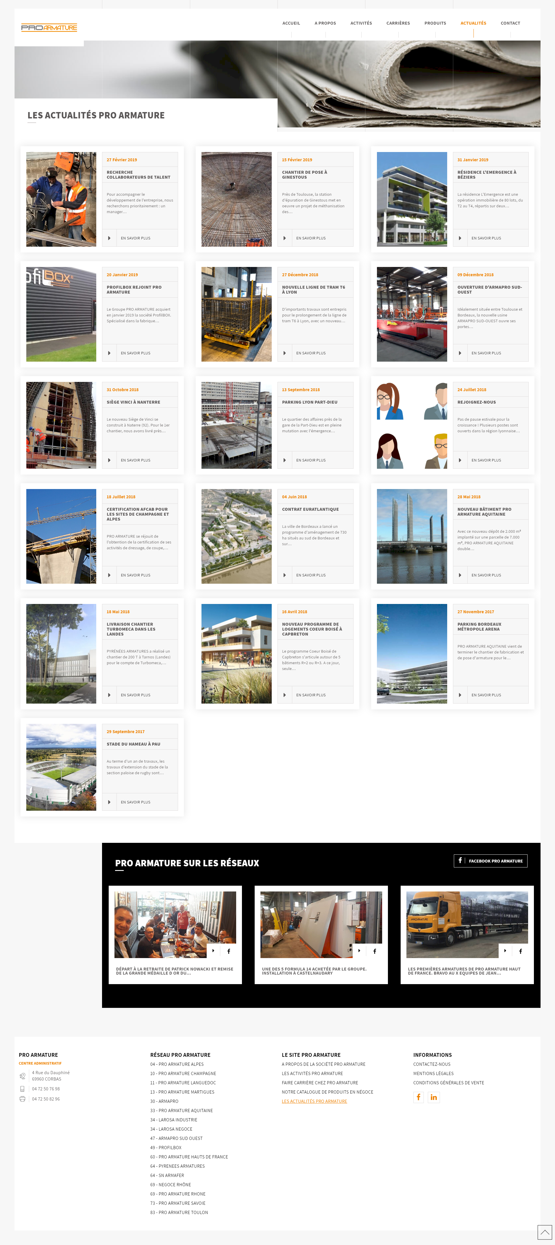 page actualites pro armature kalfeutre webdesign