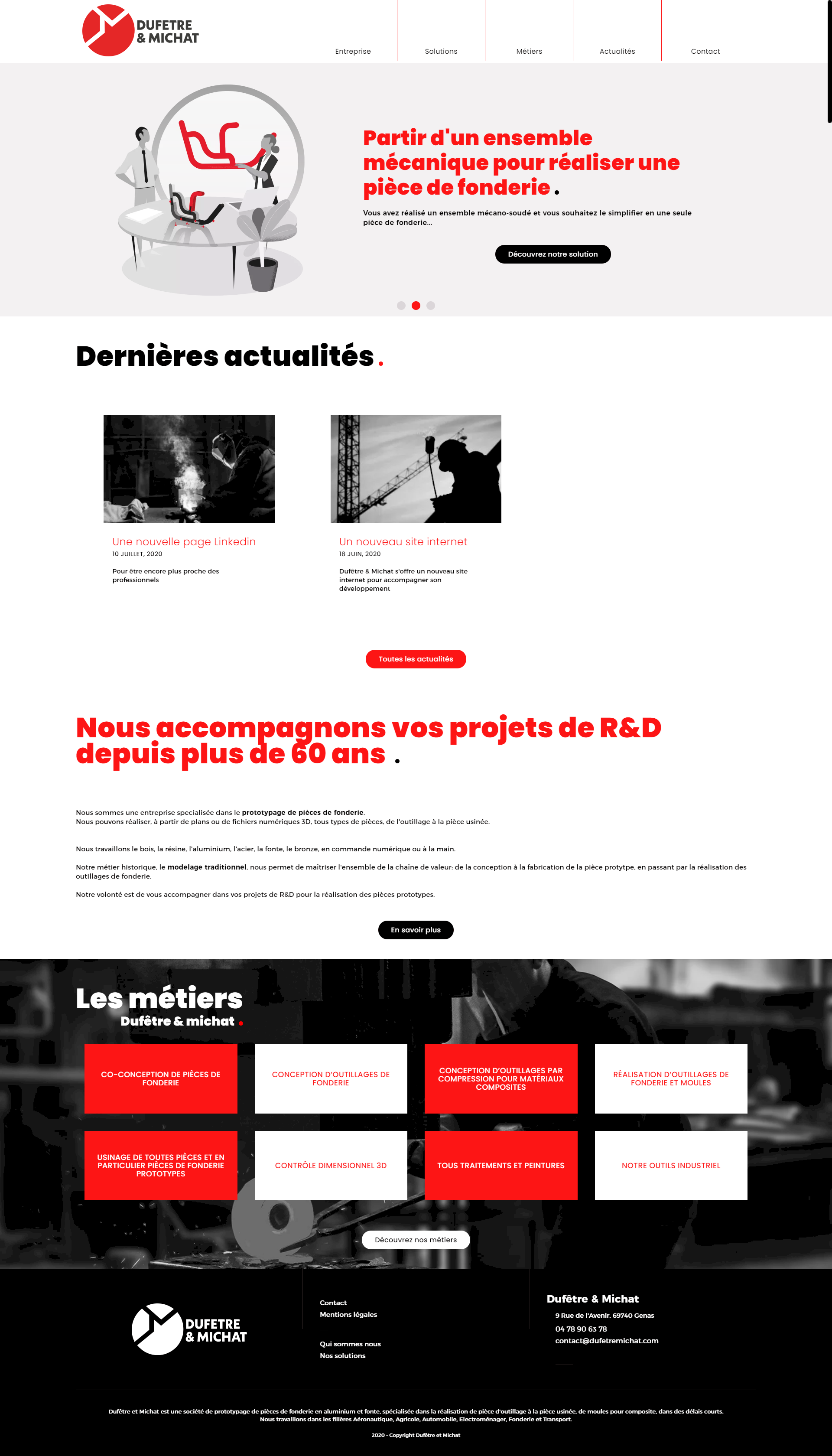 accueil site dufetre et michat, integration et creation site web lyon