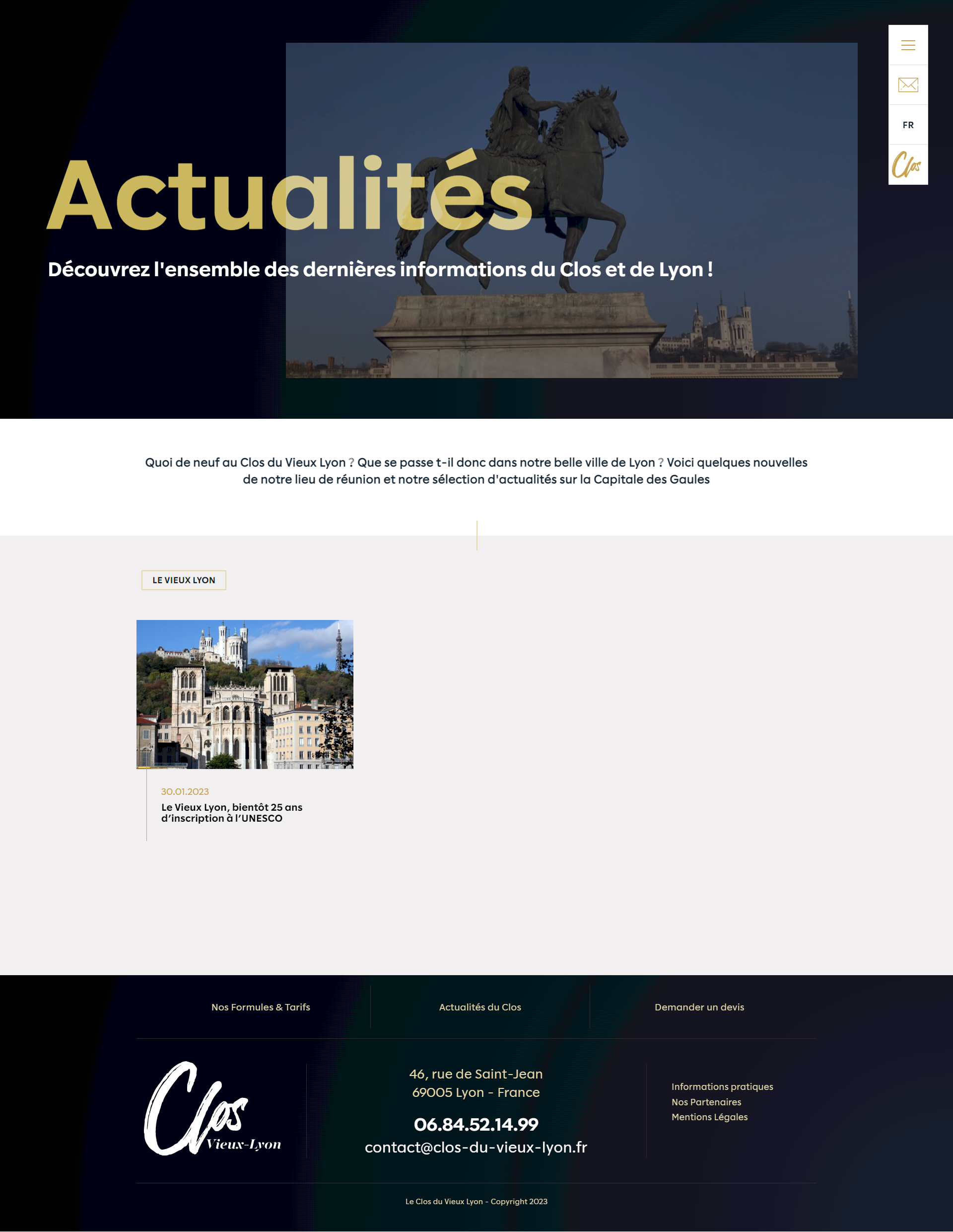 page actualtiés clos vieux lyon kalfeutre lyon développeur et ergonome web